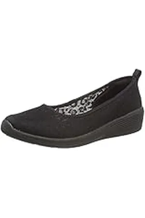 Skechers ARYA WILD INSIGHT, Zapatos planos Mary Jane para Mujer, Black Lace Mesh/Black Trim, 38 EU
