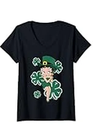 Betty Boop Mujer Vestido y sombrero verde del día de San Patricio de Camiseta Cuello V