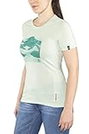 Odlo Crew Neck Alliance T-Shirt Camiseta para Mujer, Surf Spray-Collage Print SS19, Small