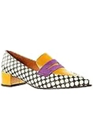 Chie Mihara Jeita36,5, Mocasines Estilo Conductor Mujer, Negro, Blanco, Amarillo y Morado, 36.5 EU