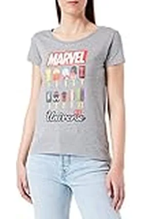 Marvel Womarcots032 Camiseta, Gris Melange, L para Mujer