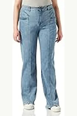 Urban classics Ladies High Waist Straight Slit Denim Pants Pantalones, , 33 para Mujer