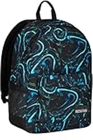 7 for all Mankind Mochila monocompartimento IschoolPack, azul y negro, con Pawer Bank integrado y USB Plug, bolsillo porta botella, mochila escolar y viaje, niños y jóvenes., , Talla única, Escolar