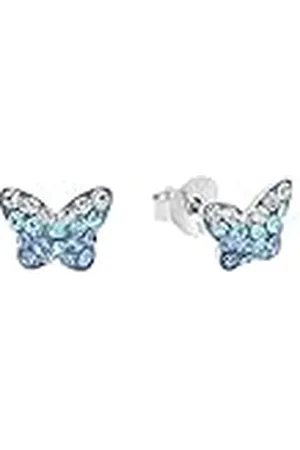 Amor Pendientes de plata de ley 925 para niñas, con Preciosa, 0,6 cm, plata, mariposa, en caja de regalo