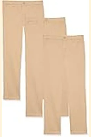 Amazon Pantalones Chinos Uniformes con Parte Delantera Plana Niña, Pack de 3, , 8 años