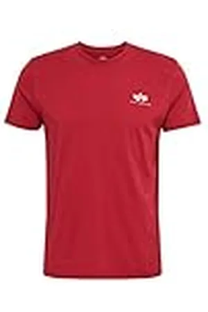 Alpha Industries Basic T Small Logo Camiseta, Rojo (RBF Red-523), S para Hombre