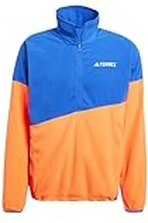 adidas Hombre Terrex Multi Climawarm Fleece Anorak, Semi Lucid Blue/Semi Impact Orange/Pure Ruby, S