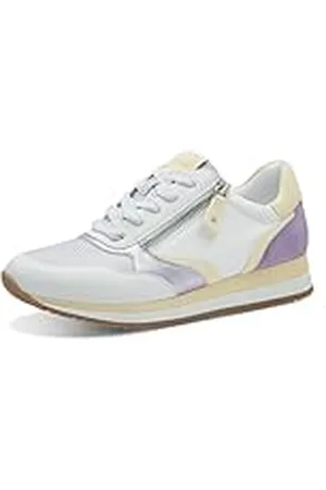 Jana Damen Sneaker Flach mit Reißverschluss Vegan, Zapatillas Mujer, Blanco/Morado, 37 EU