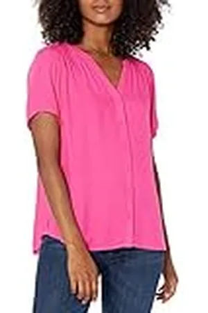 Amazon Blusa Tejida de Manga Corta y Corte Holgado Mujer, , XS