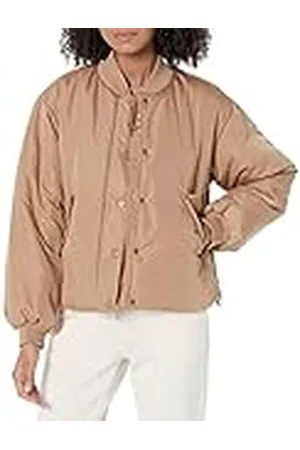 Amazon Chaqueta bomber tipo crop acolchada y holgada de poliéster reciclado (disponible en tallas grandes) (Previamente Amazon Aware) Mujer, , 4XL Grande