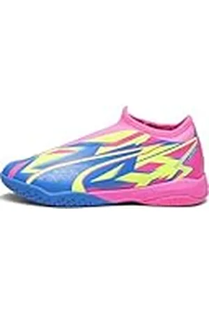 PUMA Match Ll Energy It+Mid Jr, Zapatillas de fútbol, Rosa Luminoso, Ultra Azul, Amarillo, Alerta, 36 EU