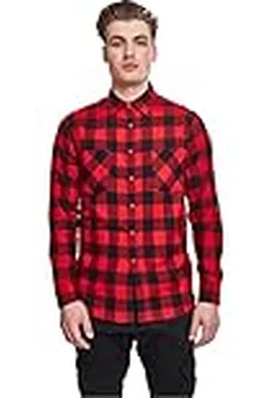 Urban classics Camisa de cuadros de manga larga clásica, con 2 bolsillos en el pecho, cierre abotonado, ajuste holgado, dobladillo redondeado, distintos colores, tallas S - 5XL