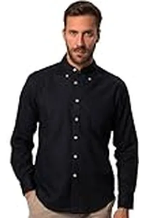 JP 1880 Camisa de Mezcla de Lino, Manga Larga, Cuello Abotonado, calce Moderno Marina Oscuro XL 782629730-XL