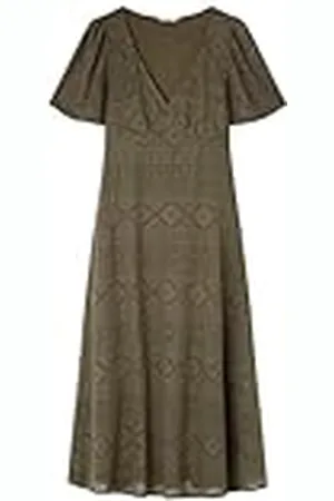 Springfield Vestido Midi de croché con Mangas Tipo Capa y Cordones en el Pecho Estructura Crochet, , L para Mujer