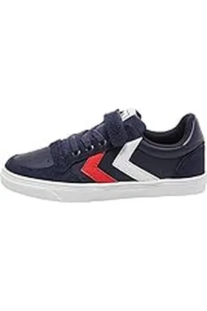 Hummel Slimmer Stadil Leather Low Jr, Zapatillas para Unisex Niños, Azul (Peacoat 7666), 37 EU