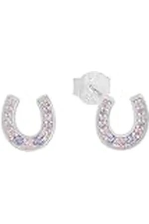 QS by s.Oliver Pendientes de plata esterlina 925 joyería del oído de los niños de la muchacha, con zirconia cúbico synth., 0,8 cm, plata, herradura, Viene en caja de regalo de joyería