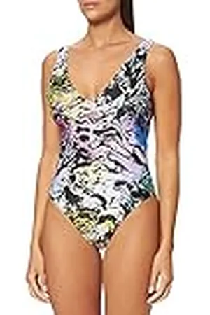 Urban classics Bañador de Pierna Alta con patrón Reciclado para Mujer Traje de baño de una Sola Pieza, , XS