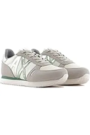 Armani Exchange Rio Side Logo, Zapatillas Mujer, Grey+D.Frosty Green, 39 EU