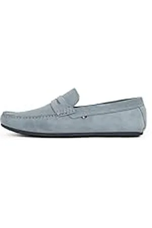 Tommy Hilfiger Botas de Ante Loafer para Hombre, Gris (Overcast Grey), 41