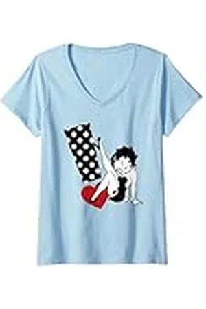 Betty Boop Mujer - Corazón de exclamación de lunares Camiseta Cuello V