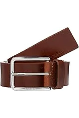 Calvin Klein Cinturón de Piel para Hombre Warmth Oiled Grain 3.5 cm, Marrón (Dark Tan), 95 cm