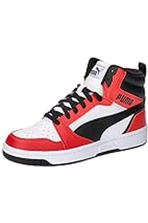 PUMA Rebound V6 Mid Jr, Zapatillas, White Black For All Time Red, 35.5 EU