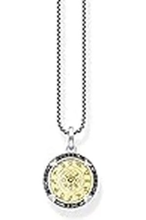 Thomas Sabo Collar Elements of Nature para hombre, de de ley 925 con chapado en oro amarillo 750, con circonitas negras, longitud 50 cm, KE2153-849-11-L50V, 50cm, esterlina Yellow Gold