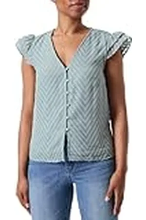 VILA Vimichelle C/S Button Top/Ka Blusa de Manga Corta, , 36 Mujeres