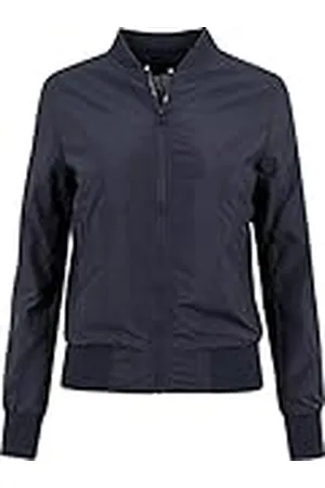 Urban classics Chaqueta Bomber ligera mujer con bolsillos delanteros, cintura, puños y cuellos elásticos, apertura delantera con cremallera, de manga larga, color azul navy, talla S
