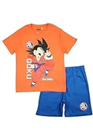 Disney DRAGON BALL, Conjunto de 2 piezas, Camiseta + Pantalones cortos, Niños, (9 a 14 años), Unisex, Niño, Niña, Suave, Lindo, Cálido, Camiseta, Pantalones cortos, MANGA, DB Modelo DB 5204072 S1-11A, ORANGE