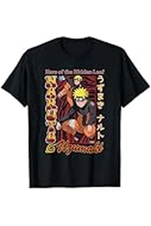 Naruto Shippuden Red and Gold Retro Anime Camiseta