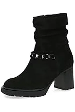 Caprice 9-25438-41, Botines de tacón con cordones para Mujer, Negro (Black Suede), 38 EU