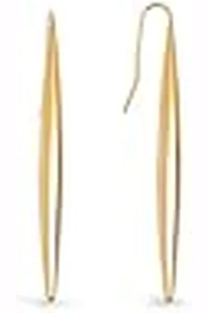 SINGULARU Pendientes Irati. Acero con Acabado en Baño de 18Kt. Largos, Rígidos y Colgantes con Cierre de Gancho. Largo de 5.8 cm. Joyas para Mujer