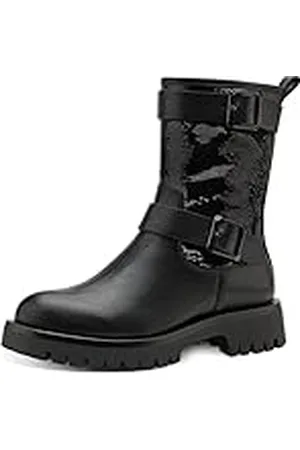 Tamaris Mujer Botines, señora Botas Estilo Biker,TOUCHit,Botas,Medias Botas de Motorista,Planas,Black,37 EU