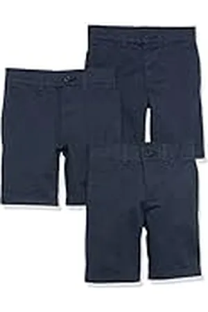 Amazon Pantalones Cortos de Tejido Uniforme con Parte Delantera Plana (Resistente a Las Arrugas) Niño, Pack de 3, , 6 años