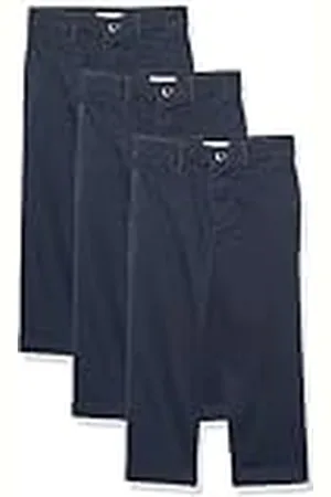 Amazon Pantalones Chinos de Uniforme de Corte Recto y Frente Plano Niño, Pack de 3, , 10 años