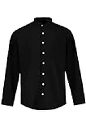 JP 1880 Camisa de Mezcla de Lino, Manga Larga, Cuello alzado, Modern Fit 7XL 790394130-7XL