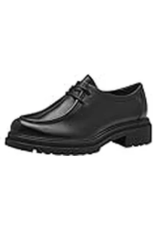 Tamaris Zapatos de Cordones de Caña Baja para Mujer, Cómodos, de Piel, Negro, 40 EU