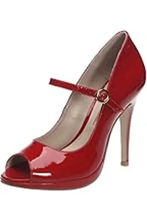 Buffalo London 21129-916 Patent Soft - Zapatos de tacón de Cuero Mujer, Color Rojo, Talla 39