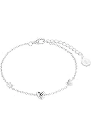 QS by s.Oliver Pulsera de de ley 925 joyería del brazo de las señoras, con zirconia cúbico synth., 16+3 cm, , corazón, Viene en caja de regalo de joyería