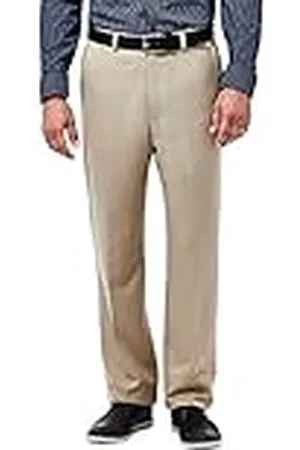 HAGGAR Cool 18 - Pantalones de Hombre de Cintura Alta con Cintura expansible, Color Liso, Tallas Grandes y Altas, , 36W x 29L