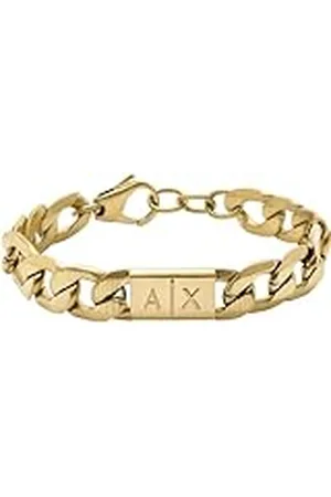 Armani Exchange Pulsera para Hombre, Longitud: 190mm+35mm, Anchura: 18mm, Altura: 11.5mm Pulsera de Acero Inoxidable Dorado, AXG0078710