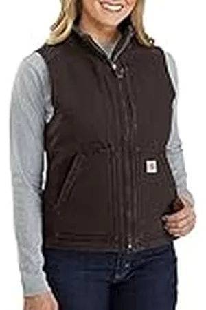 Carhartt Chaleco utilitario en lona de algodón con efecto desgastado Sherpa Lined, cuello perkins, Relaxed Fit Para Mujer, , XS