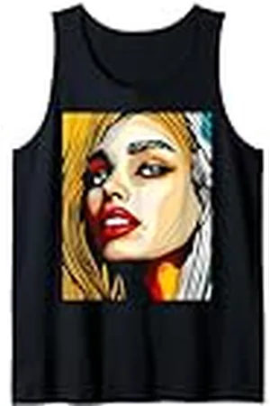 Curlyfox Design Bonita chica musical de anime Cool Chilling Retro Art Girl 06 Camiseta sin Mangas