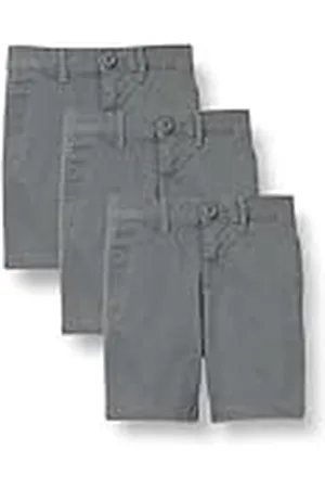 Amazon Pantalones Cortos de Tejido Uniforme con Parte Delantera Plana (Resistente a Las Arrugas) Niño, Pack de 3, , 7 años