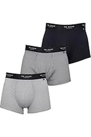 Ted Baker Bóxer Hombre Paquete Tres - Azul/Gris/Azul Geométrico Desteñido - XL