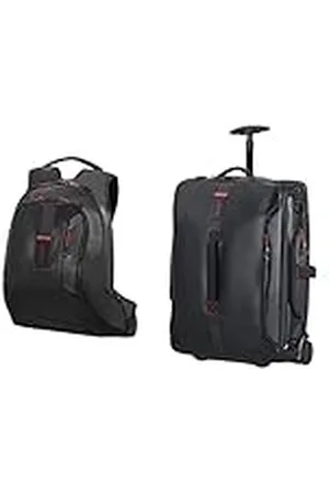 Samsonite Paradiver Light - 15.6 Pulgadas Mochila para Portátil L, 45 cm, 19 L, Negro (Black) y Duffle Bolsa de Viaje con Ruedas, 55/20, 55 cm, 48.5L - 2.2KG, Color Negro
