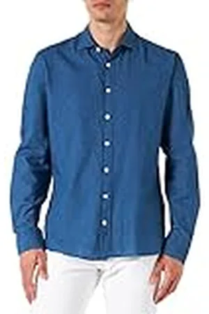 Hackett Indigo COT Lin Htooth Camisa Hombre, , Small