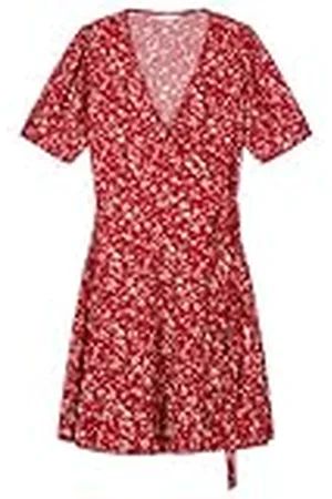 Springfield Vestido Mini con Falda Cruzada Fija Y Cinturón Corto Estampado, , 40 para Mujer