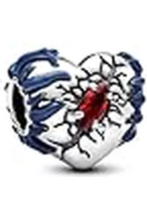 PANDORA Stranger Things 793565C01 - Colgante de corazón de plata de ley con cristal artificial, compatible con pulseras Moments, Rot, Plata de ley, Cristal artificial.